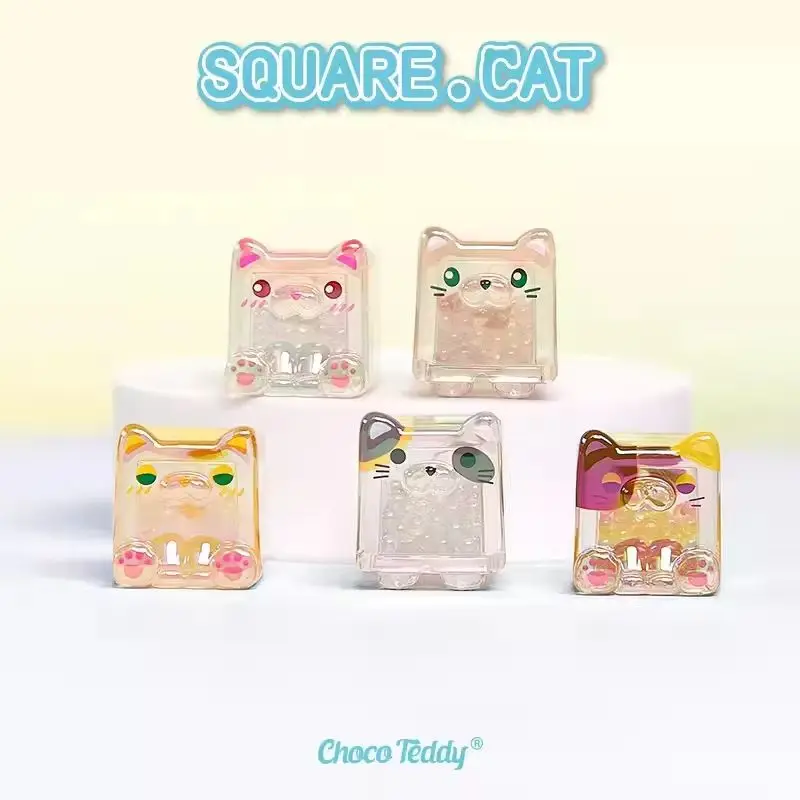 Hot New in stock Square Cat Ice Cool Series Bag Cute Bean Anime Figures Kawaii Cat Doll Toys Ornament Birthday Gift