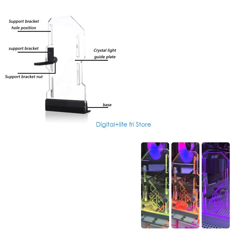 E06D Adjustable Height Multiple Hole Acrylic GPU Support Bracket With ARGB Lighting Syncs