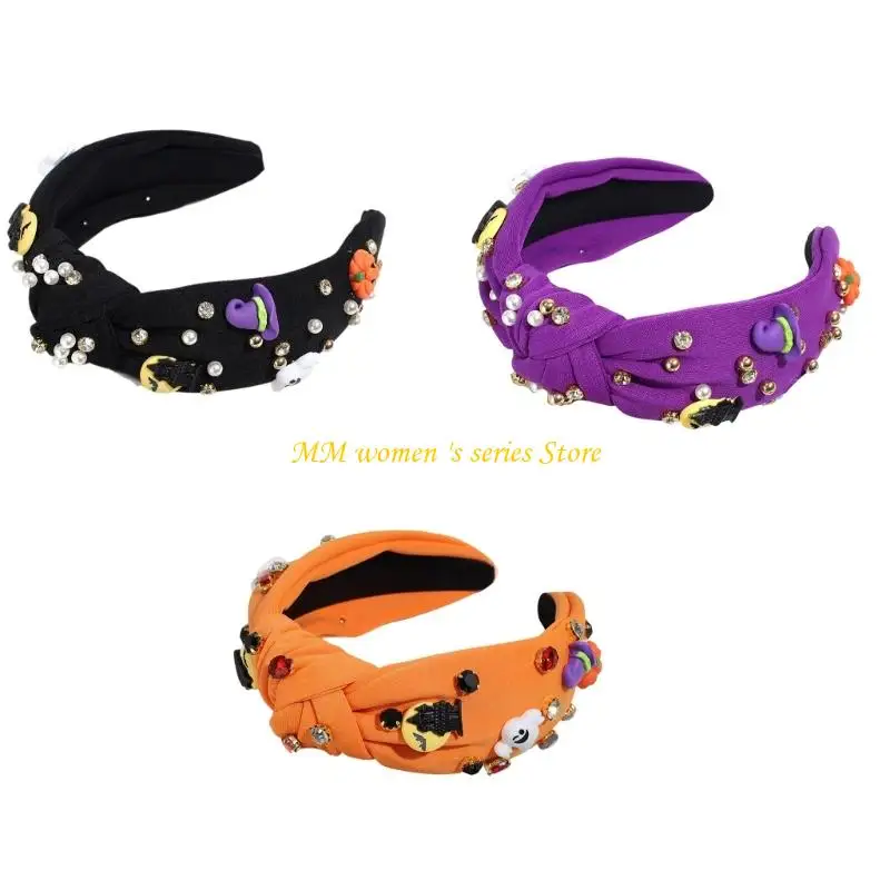 

Q39C Multi Character Halloween Headband Comfortable Witch Bat Pumpkin Costume Prop