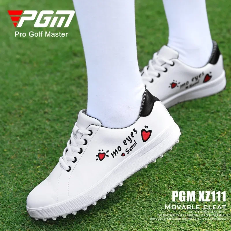 PGM Buty golfowe Damskie wodoodporne buty Koreańskie wszechstronne małe białe buty Miękkie i oddychające