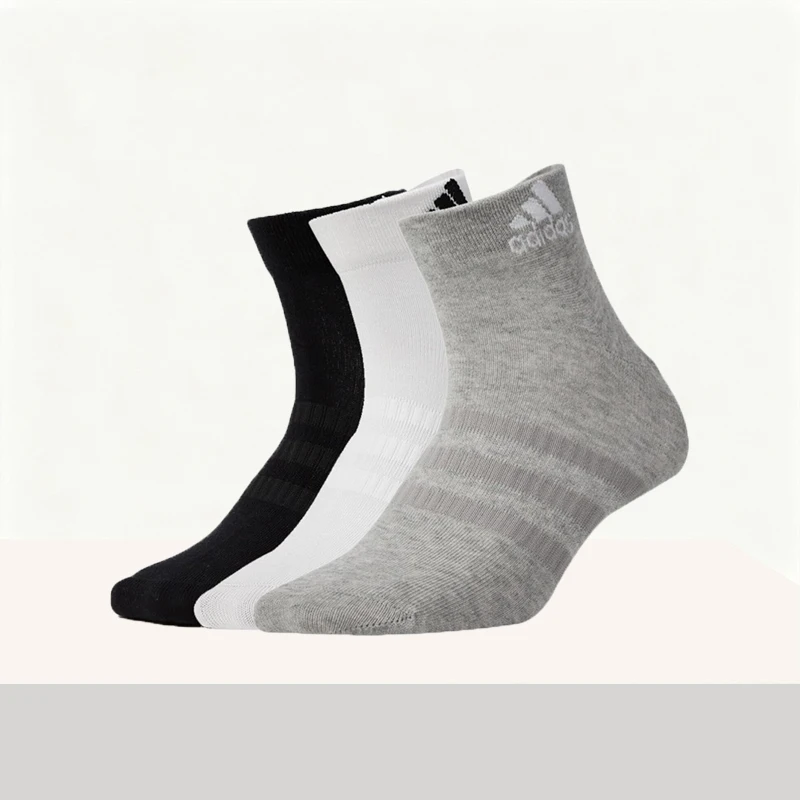 

adidas Fashionable, Comfortable, Soft, Versatile, Durable, and Breathable Mid-Calf Cotton Socks in Black, White, and Gray DZ9434