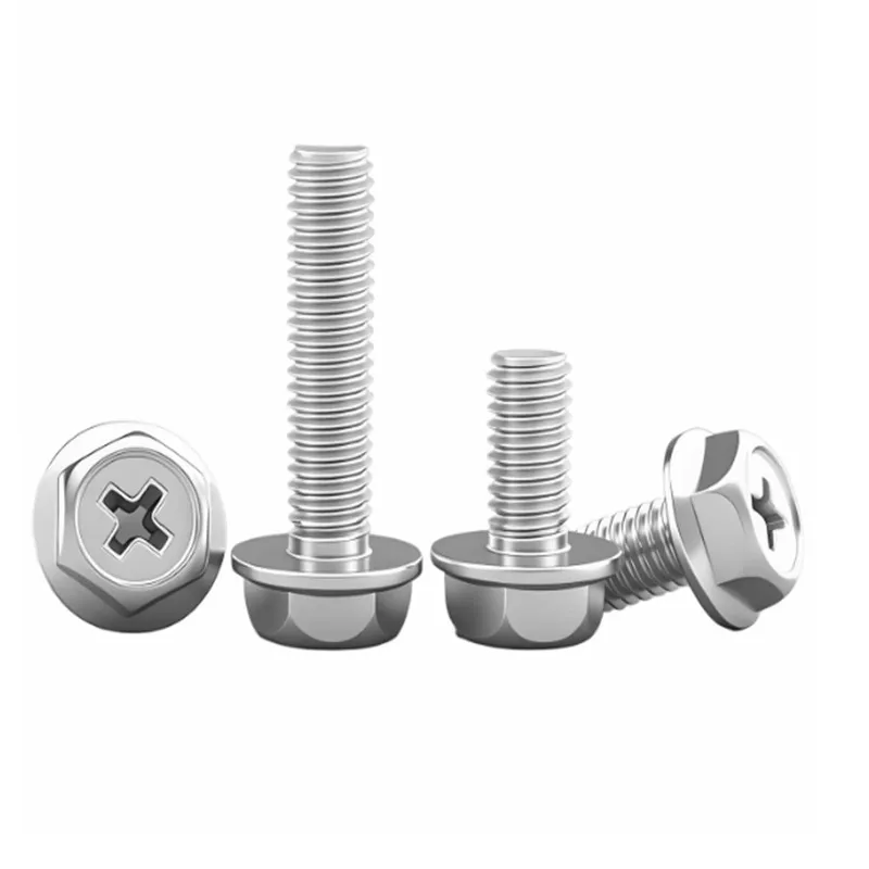 10 stücke M4 M5 M6 Bolzen Edelstahl Schrauben Hexagon Phillips Flansch Kopf Hex Schrauben 304