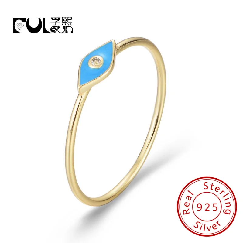 

Women Enamel Rings Epoxy Evil Eyes Jewelry Cubic Zirconia 18k Gold Plated Enamel Rings Jewellery