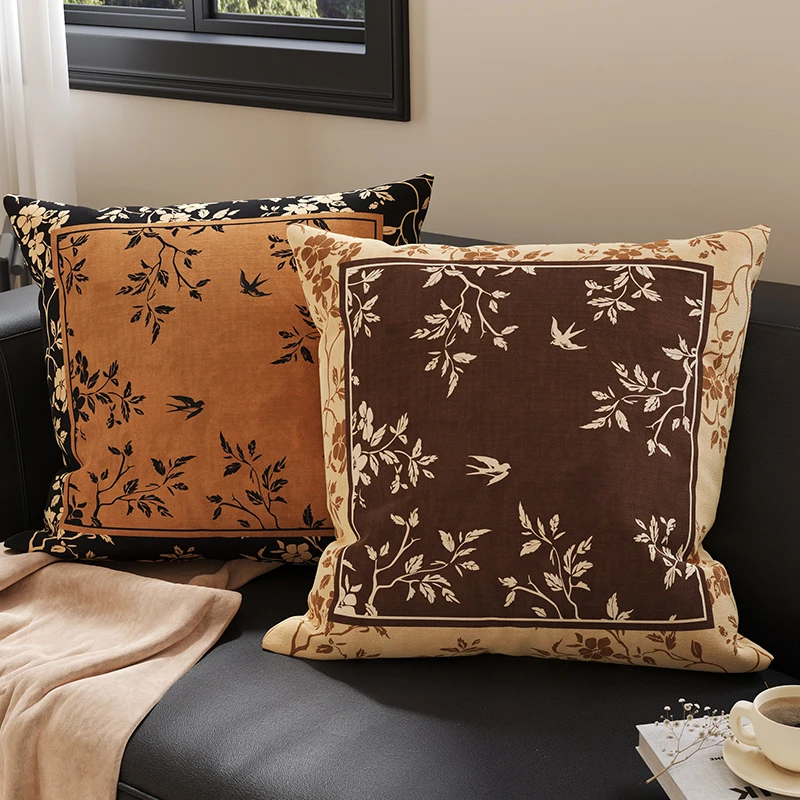 Retro Sofa Pillow Luxury High-End Feeling Backrest Bedroom Window  Cushion Core Removable And Washable Square French Styl...