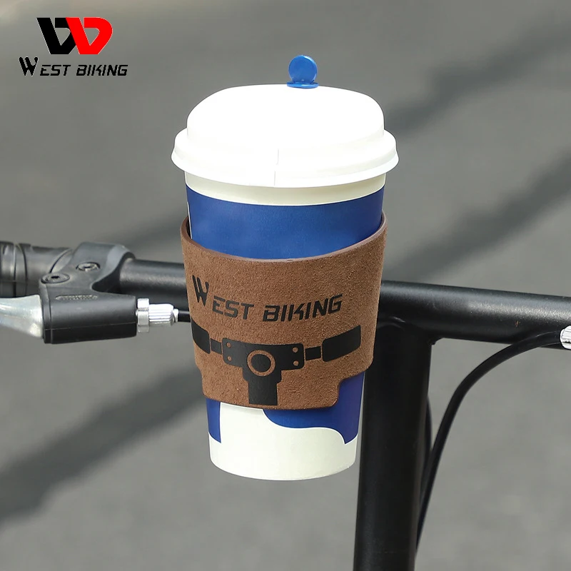 WEST BIKING Vintage Cowhide Bicycle Bottle Holder Coffee Cup Holder Tea Cup Holder Bicycle Bracket Scooter Bottle Cage Holder