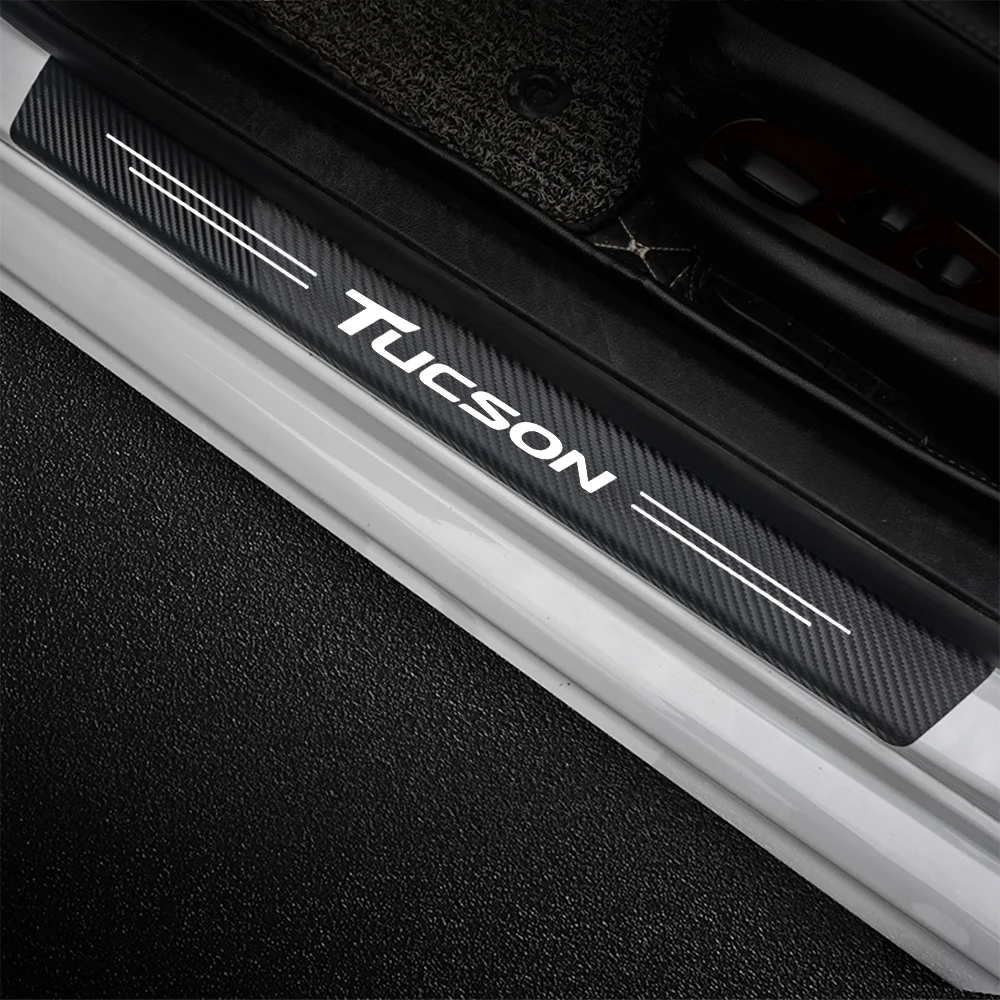 4Pcs ​For Hyundai Tucson JM TL NX4 2008 2016 2017 2019 2020 2022 Accessories Car Door Sill Scuff Plate Carbon Fiber Stickers