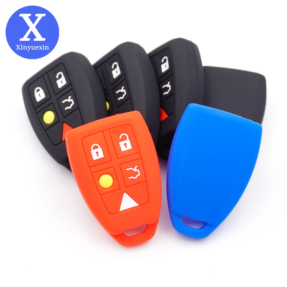 Xinyuexin Rubber Key Protector for Volvo C30 C70 S40 V50 2004-2007 Silicone Remote Key Case Fob Shell Cover Skin Jacket Sleeve