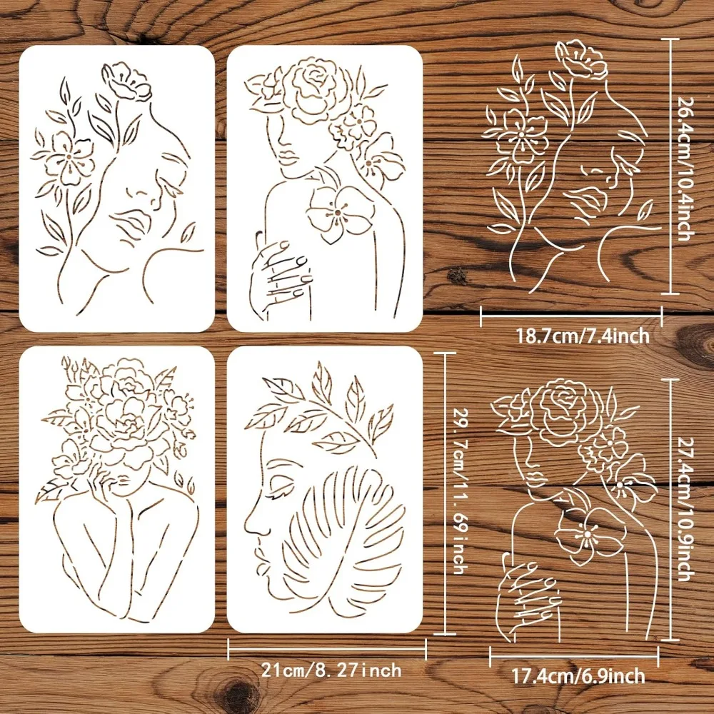 PET Hollow out Drawing Painting Stencils Sets for Teen Boys Girls for DIY Scrapbooking School Projects Women Pattern