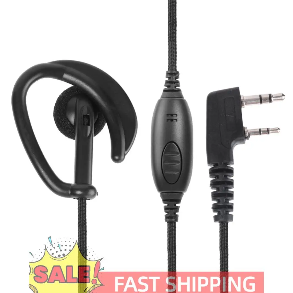 

1.2m 2Pin Earpiece Headset PTT with Mic Ear Hook Interphone Earphone for Kenwood Silicone Ear Hanging Soft and Comfortable