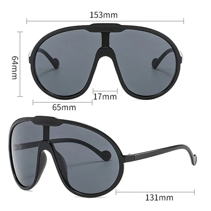 Integrated Conjoined Sunglasses Summer Oversized Hd Lens Shades New Y2K Vintage Round Sun Glasses Outdoor Uv Protective Goggles