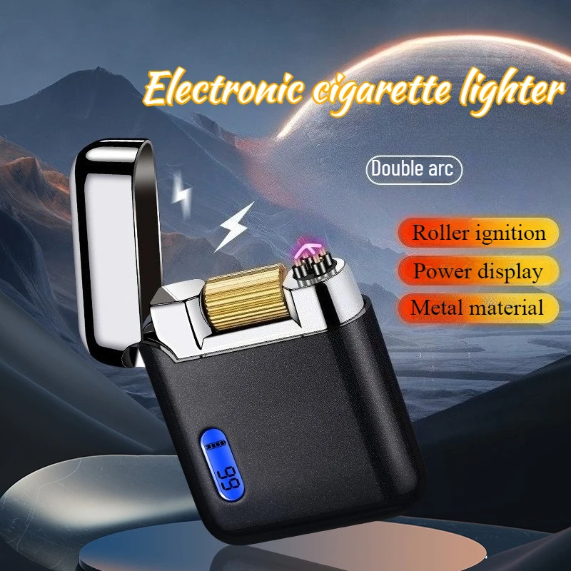 

Newest Loongsheng Double Arc Pulse Lighter Roller Ignition Charging Windproof Men's Gift Cigarette Lighter Smoking Accessories