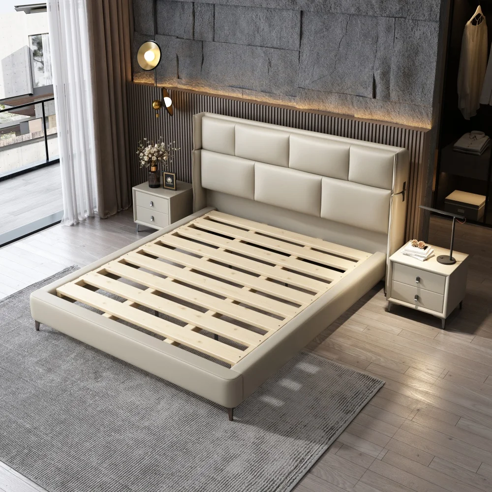 

Modern Luxury Leather Modern Bed Queen Simple Modern Queen Bed Bedroom for Home Hotel