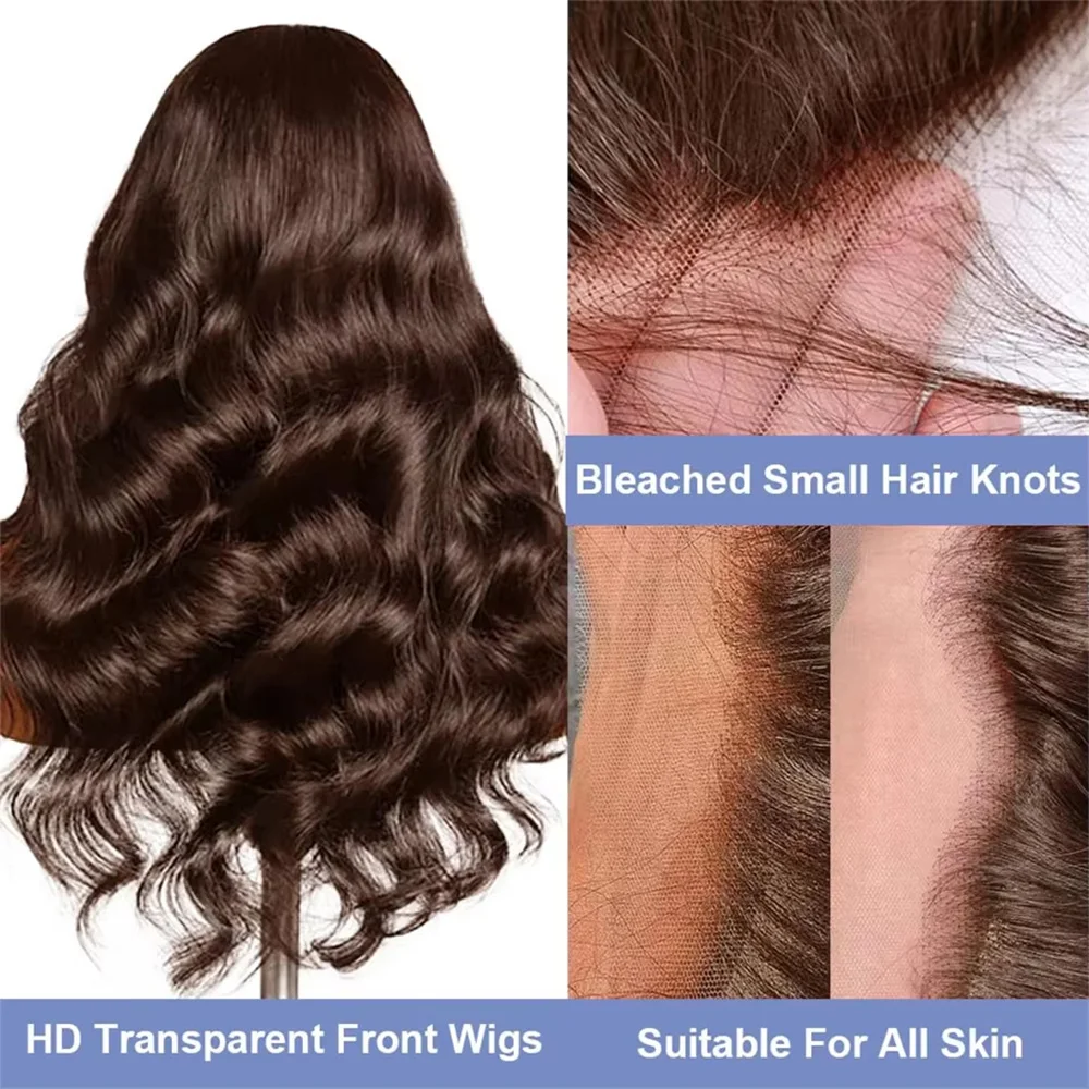 

200% Density Chocolate Brown 13x6 Hd Lace Frontal Body Wave Human Hair Wigs 30 46 Inch Pre Plucked Brazilian 13x4 Lace Front Wig For Women