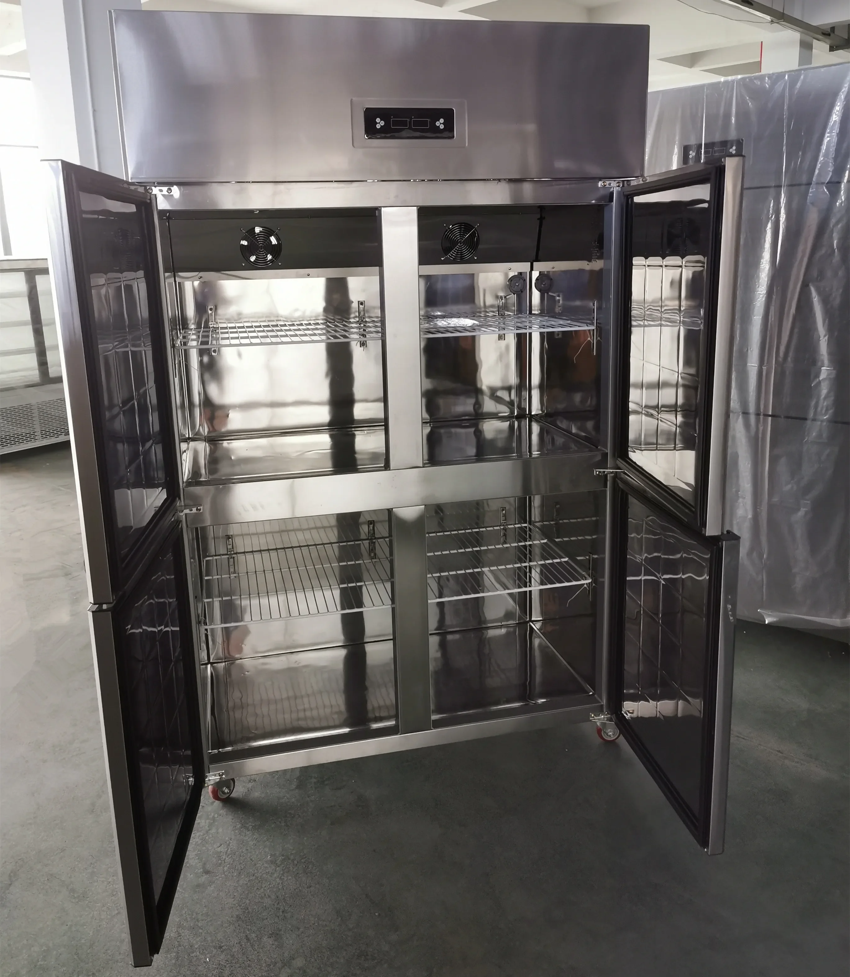 Commercial Upright Refrigerator Four Doors Fridge 4 Door Freezer Stainless Steel Chiller