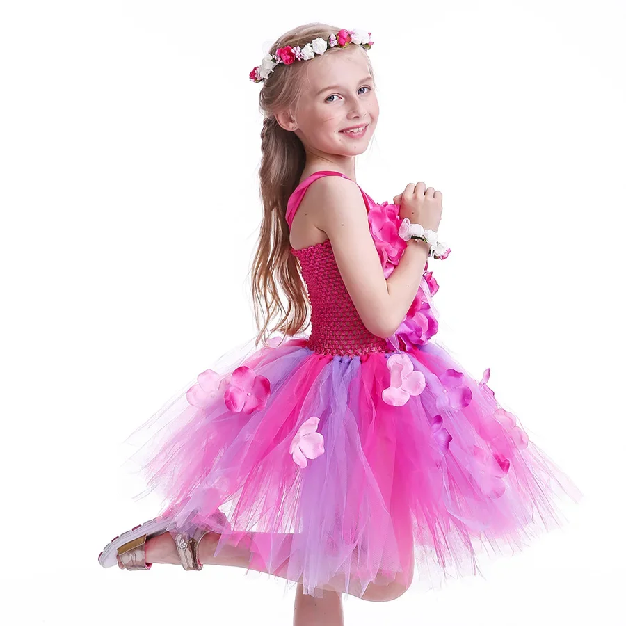 Kids Princess Dress Hydrangea Flower Tutu Dress for Girls Wedding Birthday Party Photo Petals Dress Handmade Kids Pageant Dress view 2