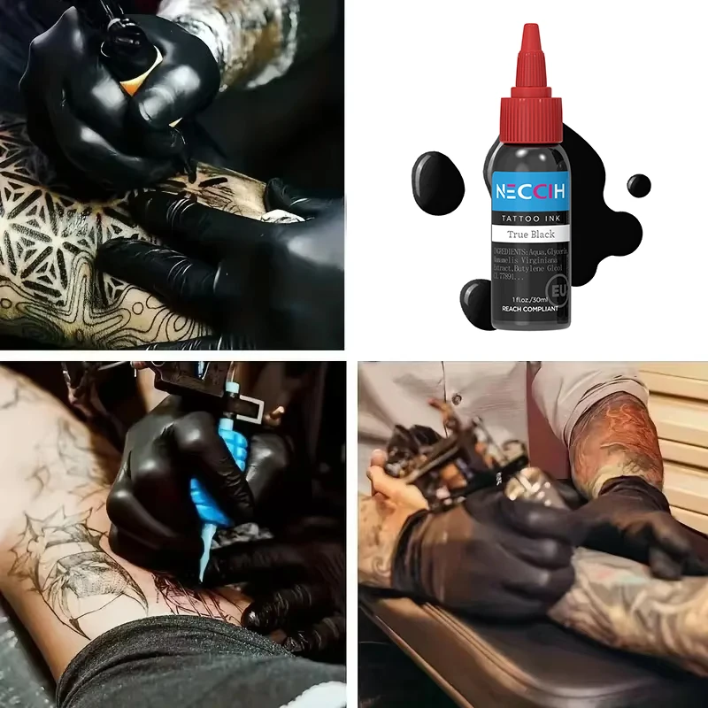 30ML Blcak Tattoo Ink  Body Art Tattoo Ink Vegan Long Lasting No Color Loss Professional Tattoo Ink (1oz Bottle)
