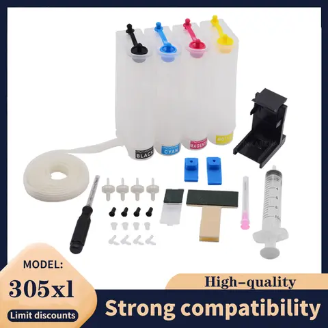 Bilashmart vilaxh For HP305 305XL DIY CISS Ink Supply System For HP 305 XL DeskJet 2710 2720 4110 4120 4130 ENVY 6010 6020 6030 6420 ciss