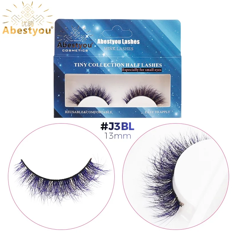 Abestyou Oficial Blue with Black Fluffy High Quality Mink Color Eyelashes Manga Kirpik Gift Box Maquillaje Al Por Mayor Pestanas