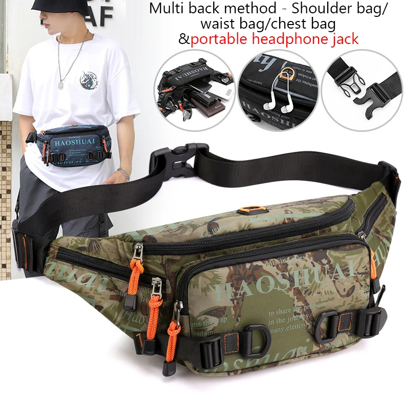 Riñonera deportiva a la moda para hombre, bolsa de pecho para correr al aire libre, impermeable, de nailon, cruzada inclinada para ciclismo
