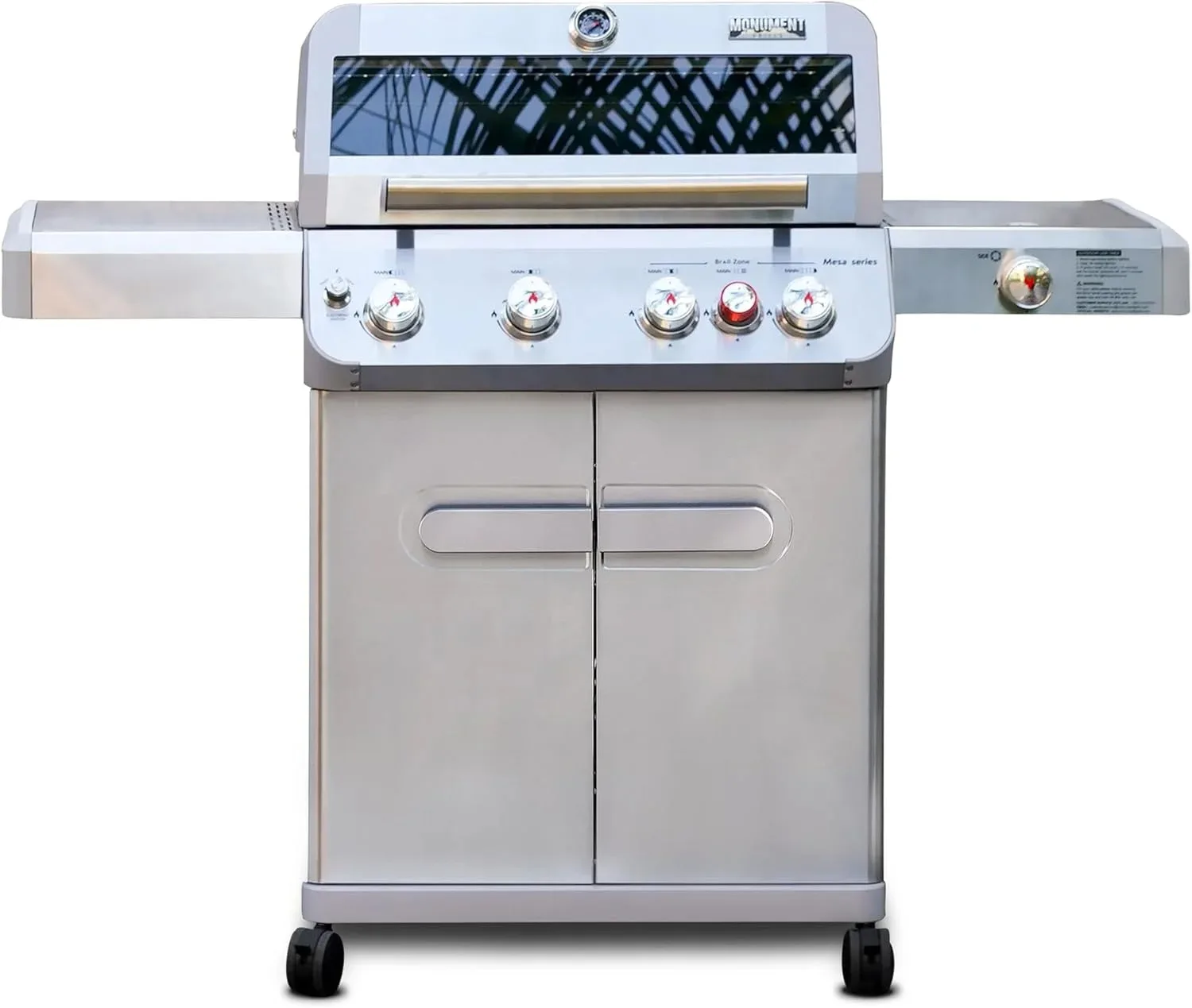 peiqiMonument Grills 4+1 Outdoor Barbecue Stainless Steel Propane Gas Grill, 4 Burners & 1 Side Burner 62,000 BTU Patio Garden