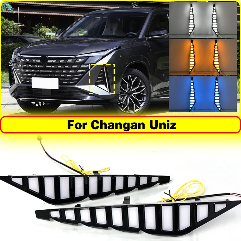 

Дневные ходовые огни Changan Uniz, модификация переднего бампера, светодиодные дневные ходовые огни, передние противотуманные фары UNI-Z