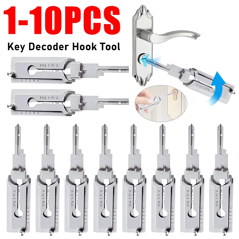 

1-10PCS Keys Decoder Hook Tool O-ring Pickup Kit 2 In 1 Precision Hook & Pick Set Lock Decoder Stainless Steel Precision Tools
