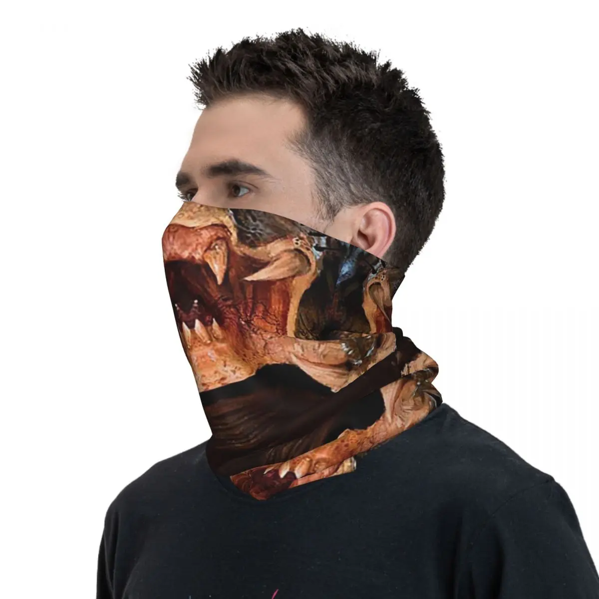 Predator mouth Bandana Neck Gaiter Printed Mask Scarf Multi-use Balaclava Running For Men Women Adult Washable