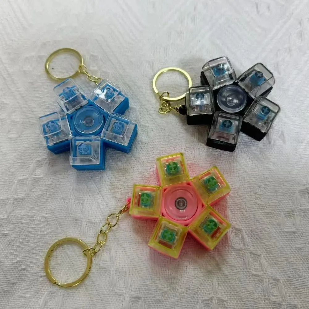 Five-Key Mechanical Button Fidget Spinner Keychain Random Color Portable Stress Relief Toy for Students Office Workers Gift