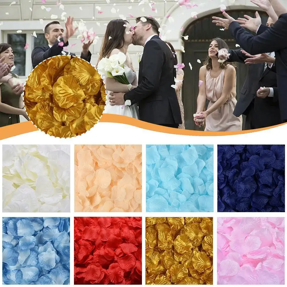 Artificial Fake Rose Petals Colorful Red White Gold Roses Petal Flowers for Romantic Wedding Party Favors Decoration