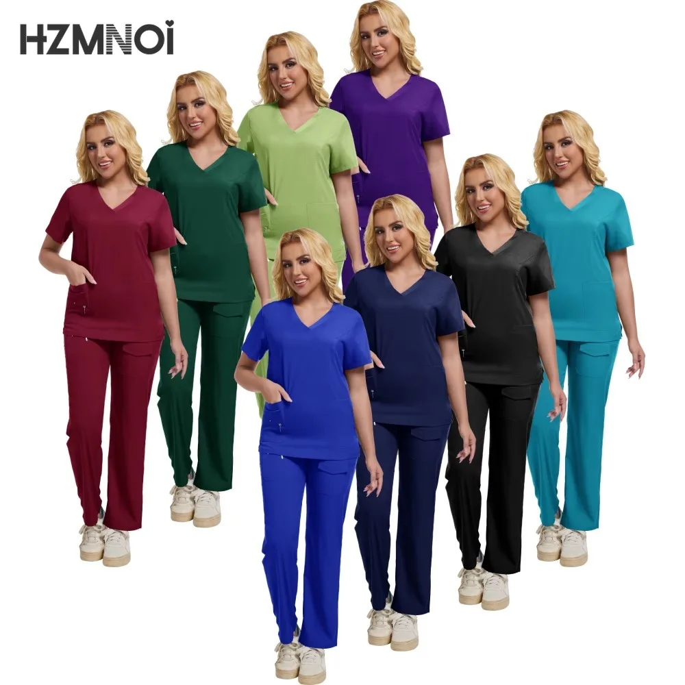 New Beauty Dental Salon Work Clothes Hospital Uniforms Nurse Workwear Pharmacy Scrub Suit Uniform Top+ Pants Medical Scrubs Sets