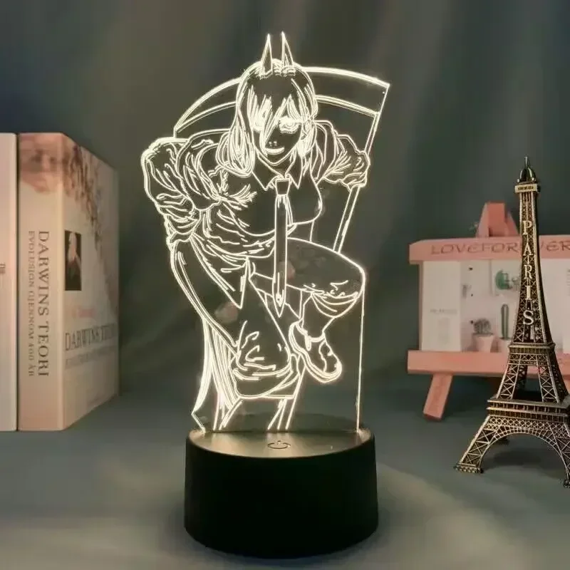 Anime Chainsaw Man Makima Veilleuse pour Enfants, Lampe 3D, Décoration de Chambre à Coucher, Cadeaux d'anniversaire, Maison, Décoration de ixde Noël