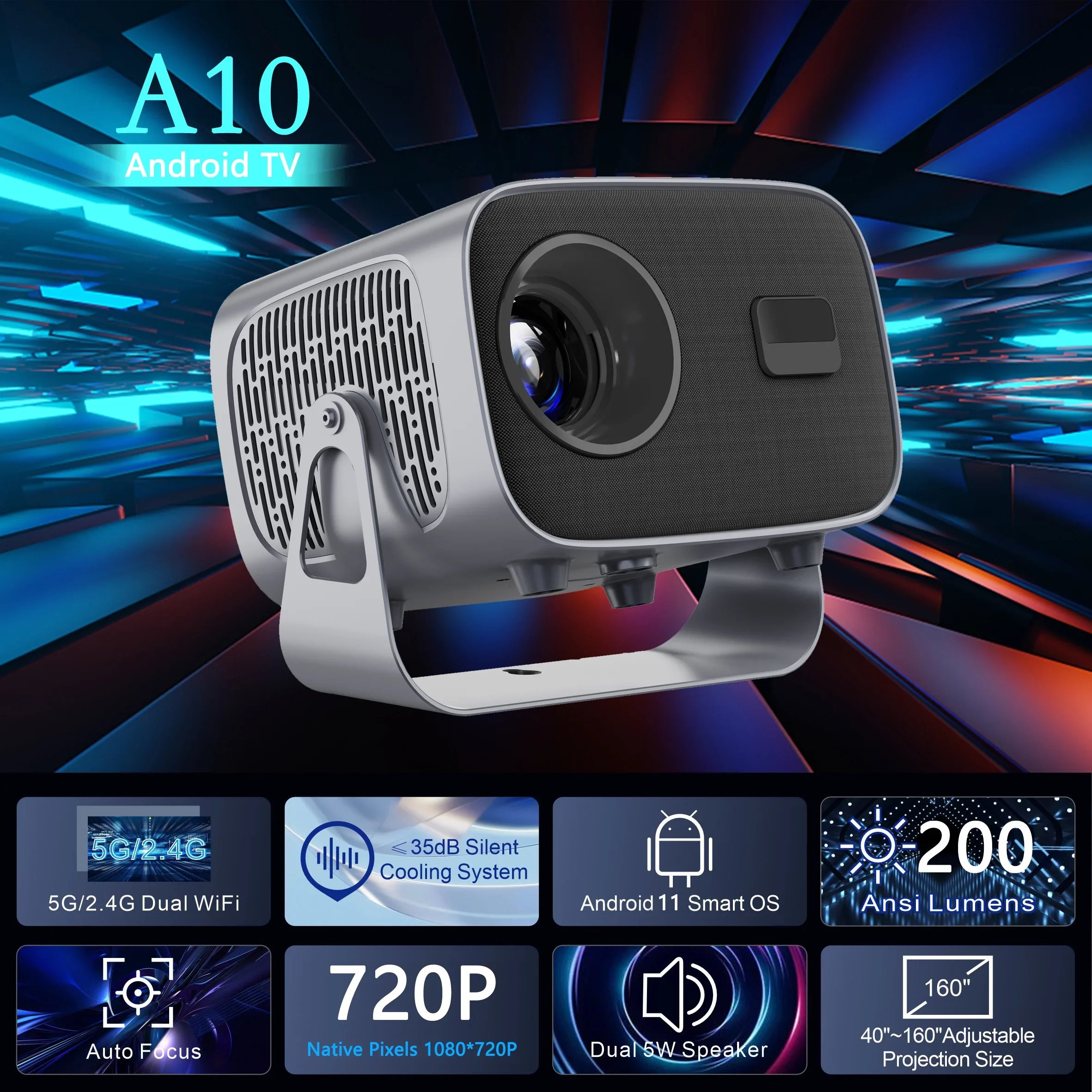 Tablet Projectors Portable Outdoor 4k Projector 1080P Full HD Wifi Android 11 Proyector 200 ANSI Lumen