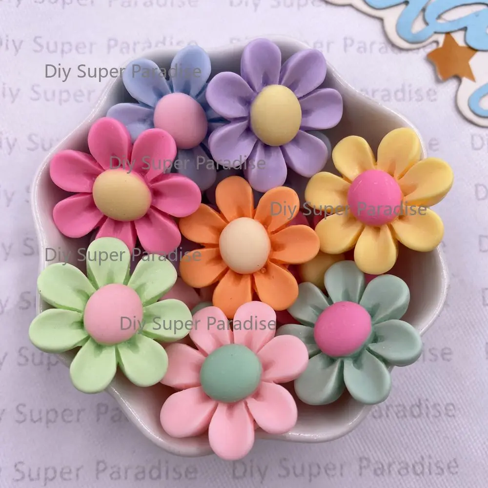 25mm Resin Kawaii Colorful Painted Sun Flower Figurine Flat back Stone 10PCS Scrapbook DIY Decor Home Crafts Jewelry Accessories
