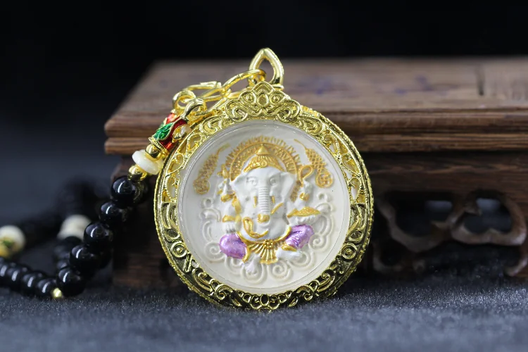Asia Thailand Royal temple Buddha card GANESH Elephant God of wealth  Amulet bring fortune GOOD LUCK Effective