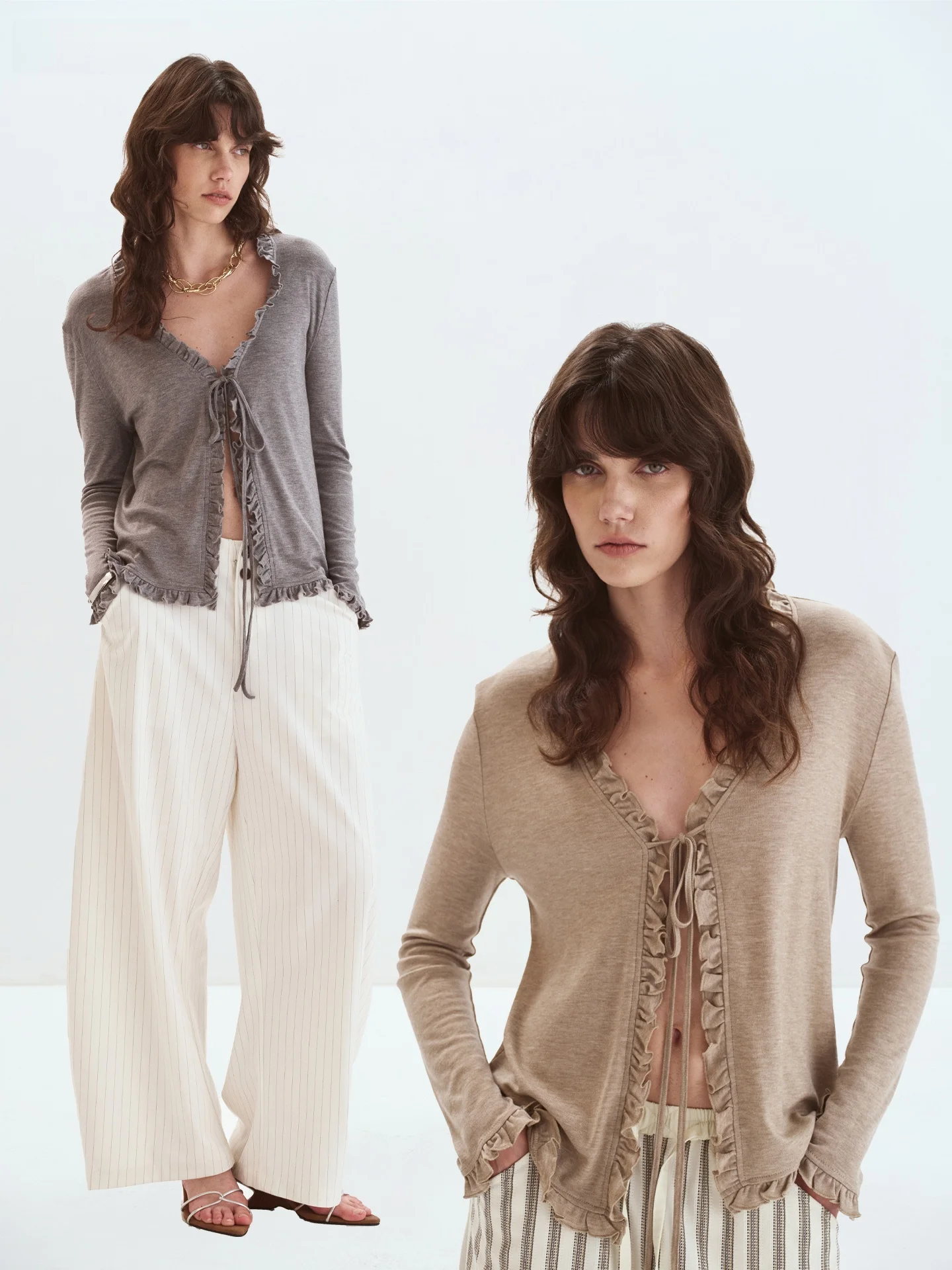 

Covertitle Silk Wool Knitted Cardigan with Belt Casual Sle Soft Lenzing Fiber 70% Wool 30% Wood Design Long Sve
