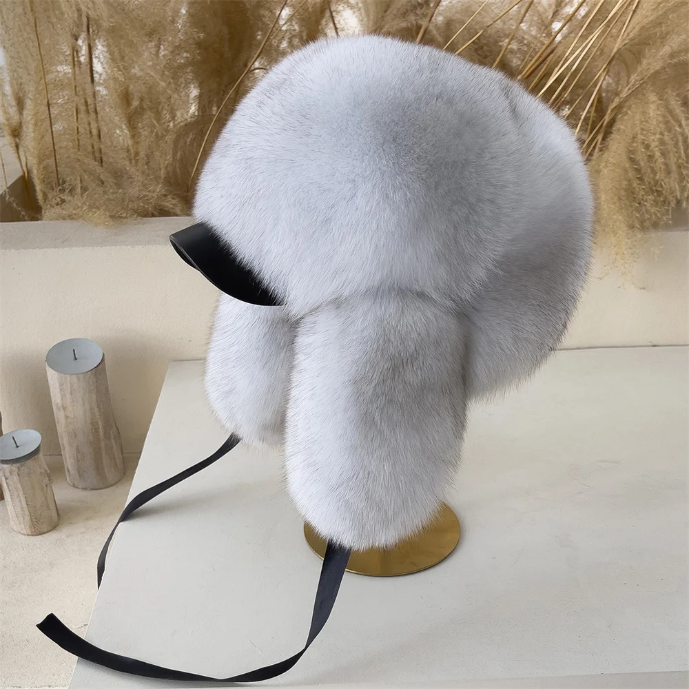 Hot High -end Luxury Fur Hat Woman Men's Fox Fur Hat Ushanka Lei Feng Cap Ear Cap Warm Winter Fur Hat Russian 100% Fox Fur Hat