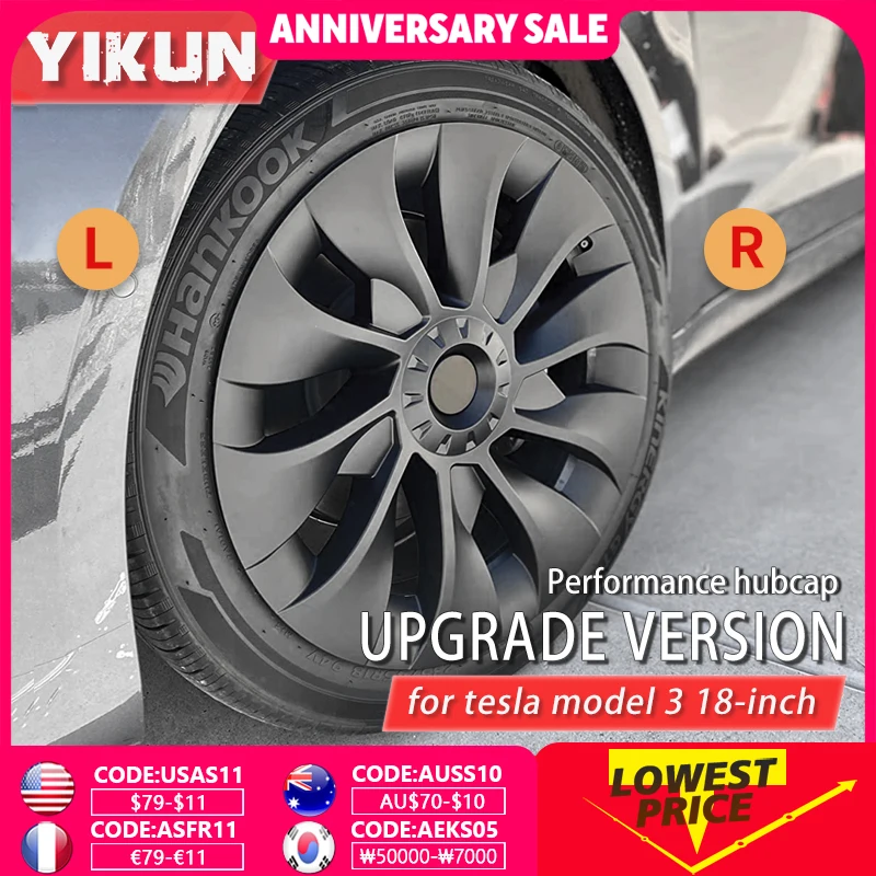 

4PCS 18 Inch Wheel Cover for Tesla Model 3 Performance Replacement Hub Cap Automobile Full Rim Cover Accessories 2018-2023