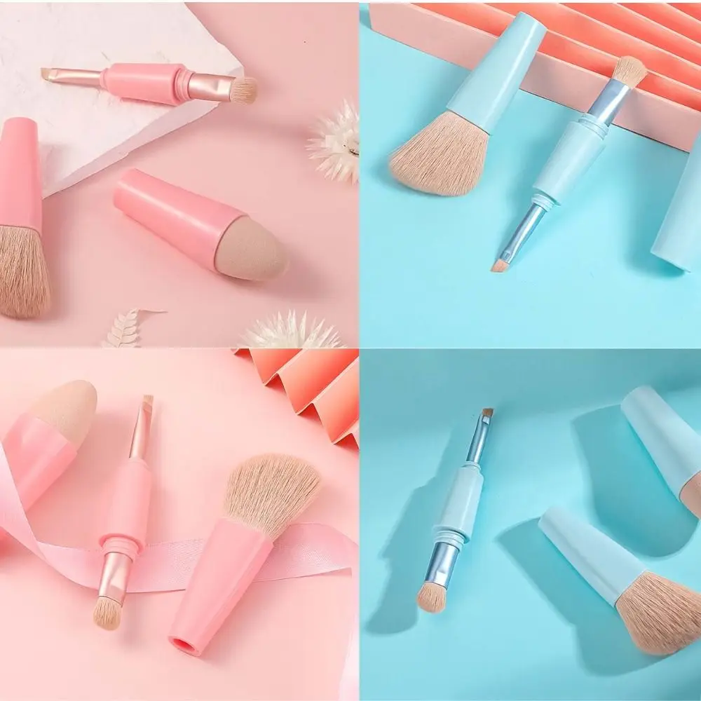 Multitasker 4-in-1 Makeup Brushes Portable Travel Make up Brushes Detachable Makeup Brush Set