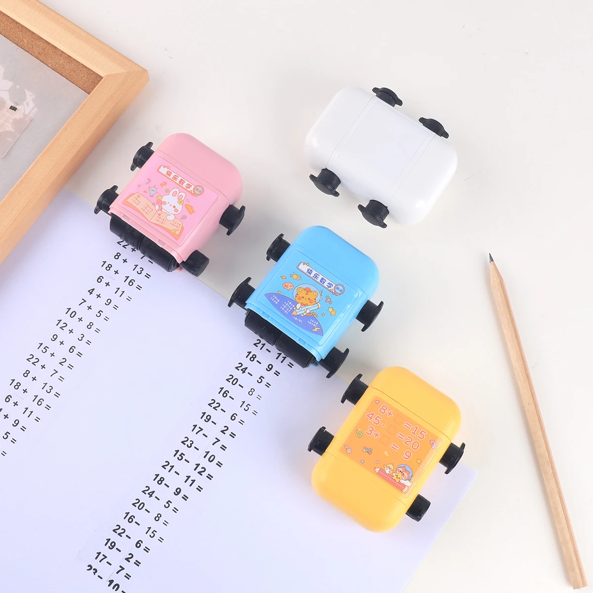 1 pc creative double-axis roller stamp, addition and subtraction, multiplication and division within 100, school supplies