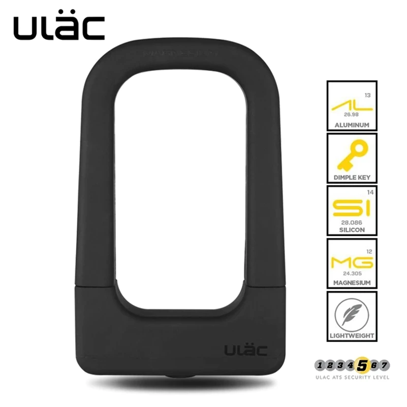 ULAC Bicycle Lock Bike Lock Anti-theft Safety Lock Motorcycle Scooter Lock Aluminum Alloy Waterproof Cycle U Lock With 3 Keys