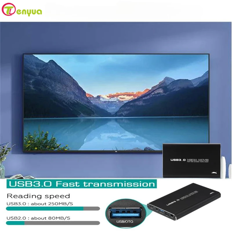 

Медиаплеер 4K Full HD H.265 MKV USD3.0 с функцией автоматического воспроизведения для USB OTG, SD, AV, TV, AVI, RMVB, RM, PPT, SPDIF, USB-накопителей