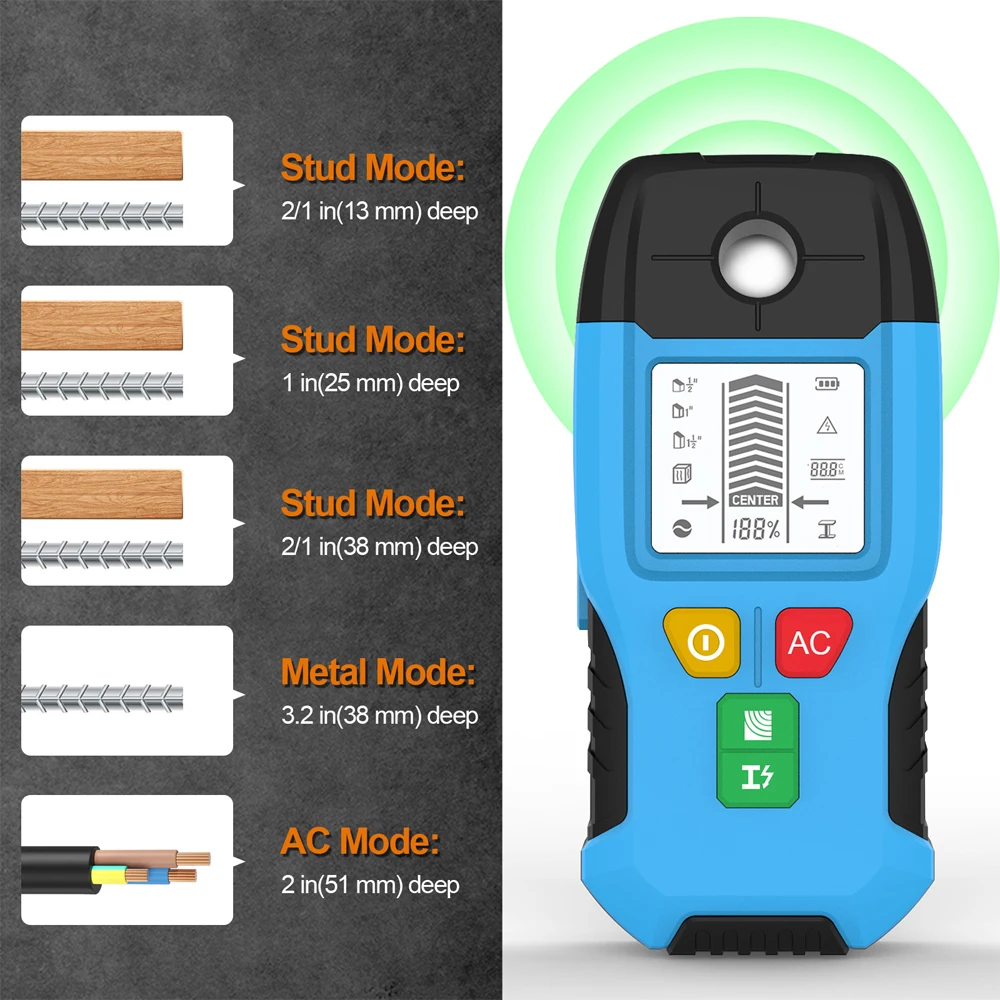 WH-100 Stud Finder LCD Display - Stud Finder Center Finder Edge 评论和价格