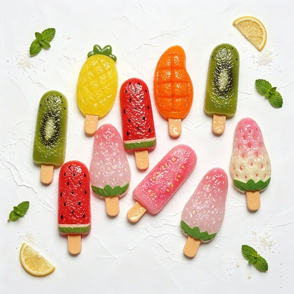 10Pcs New Cute Resin Mini Ice Popsicle Series Flat Back Manicure Parts Embellishments For Hair Bows Accessories