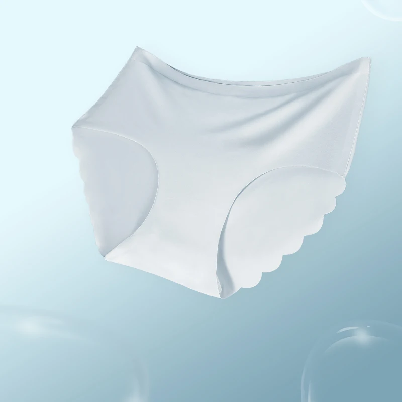 Latex underwear women's mid-waist ice silk seamless summer thin shorts comfortable breathable high spring belly