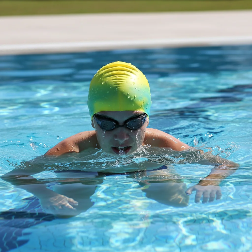 

Silicone Swim Cap For Adults Gradient Design Waterproof Ear Covering Unisex