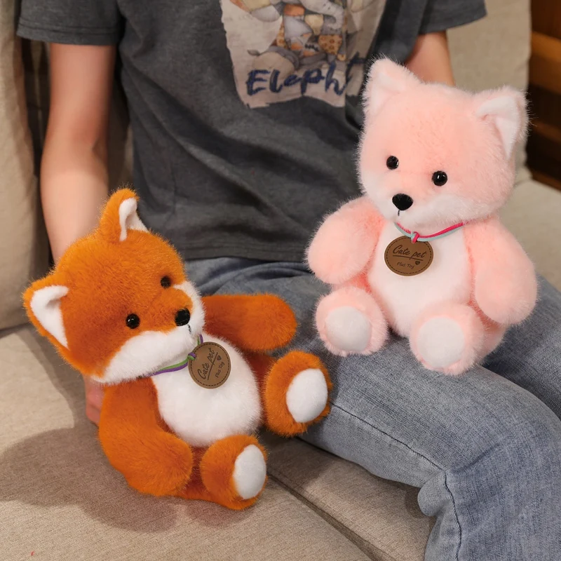 25 سنتيمتر الكرتون ميدالية الثعلب أفخم دمية وسادة لينة لطيف يجلس الوردي البرتقالي الثعلب ألعاب من نسيج مخملي هدية تزيين المنزل للأطفال