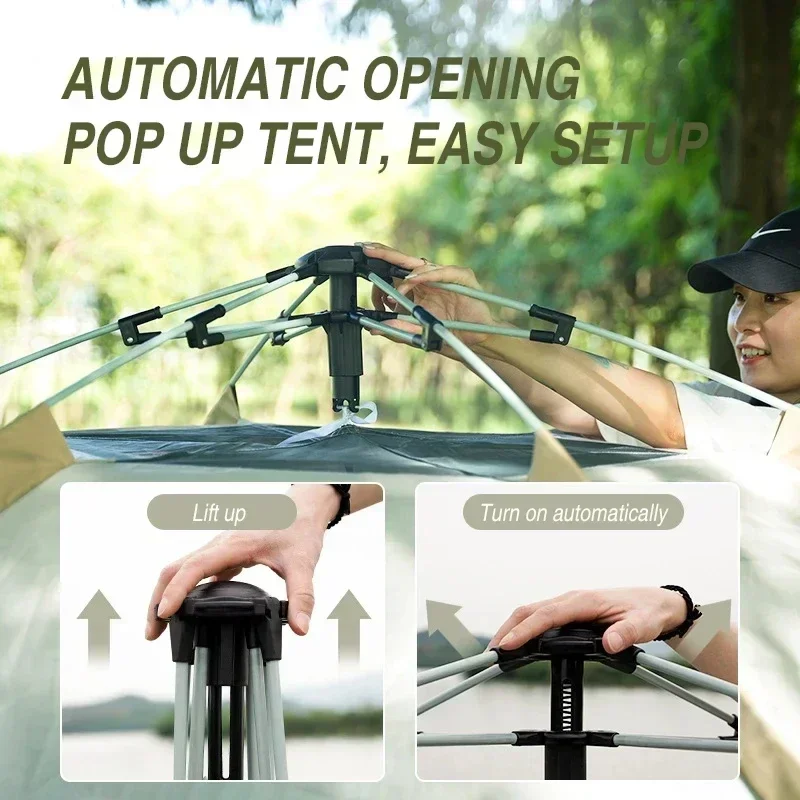 Imagem -02 - Barraca de Acampamento Dobrável Automática Impermeável Anti Sombra uv Portátil ao ar Livre Pop up Praia Piquenique Caminhada Hexa Canopy Pessoas