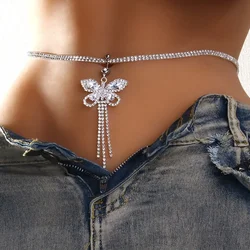 New Rhinestone Butterfly Belly Button Chain Multi-layer Sexy Fashion Navel Ring Waist Chains Body For Women