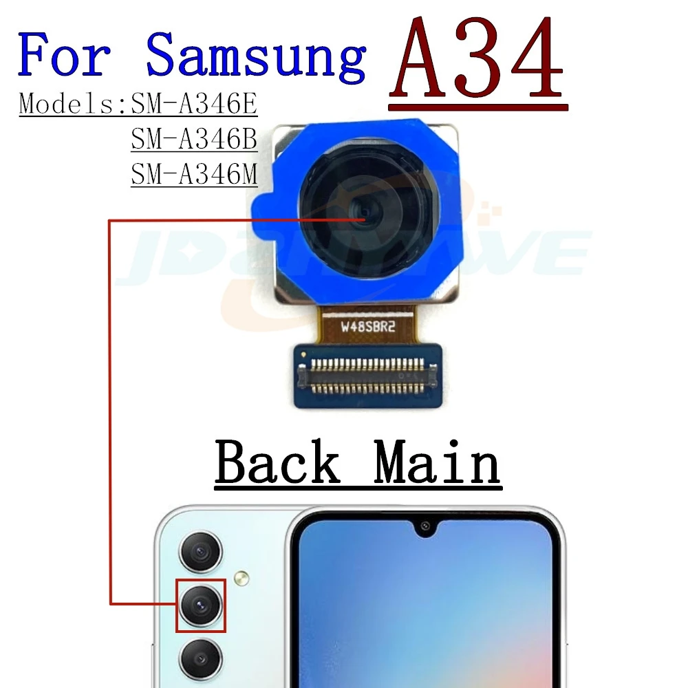 Câmera traseira traseira para samsung galaxy a24 a245f a34 a346b a346e módulo de câmera frontal selfie vista traseira peças de reposição