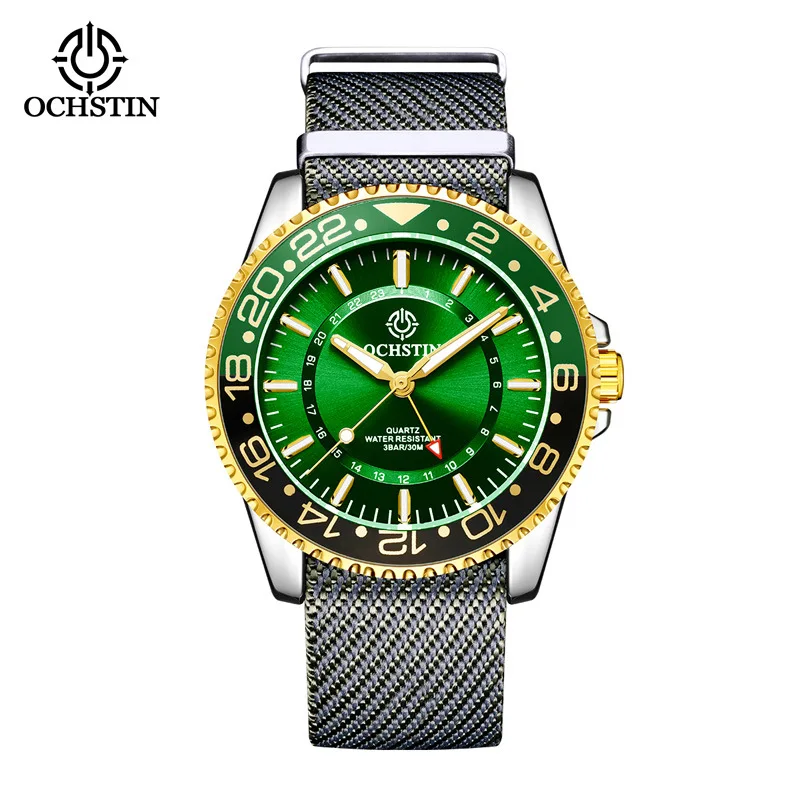 Image of Echte OCHSTIN Mode-Trend-Businessuhr mit Nylonarmband, wasserdicht, großes Zifferblatt.